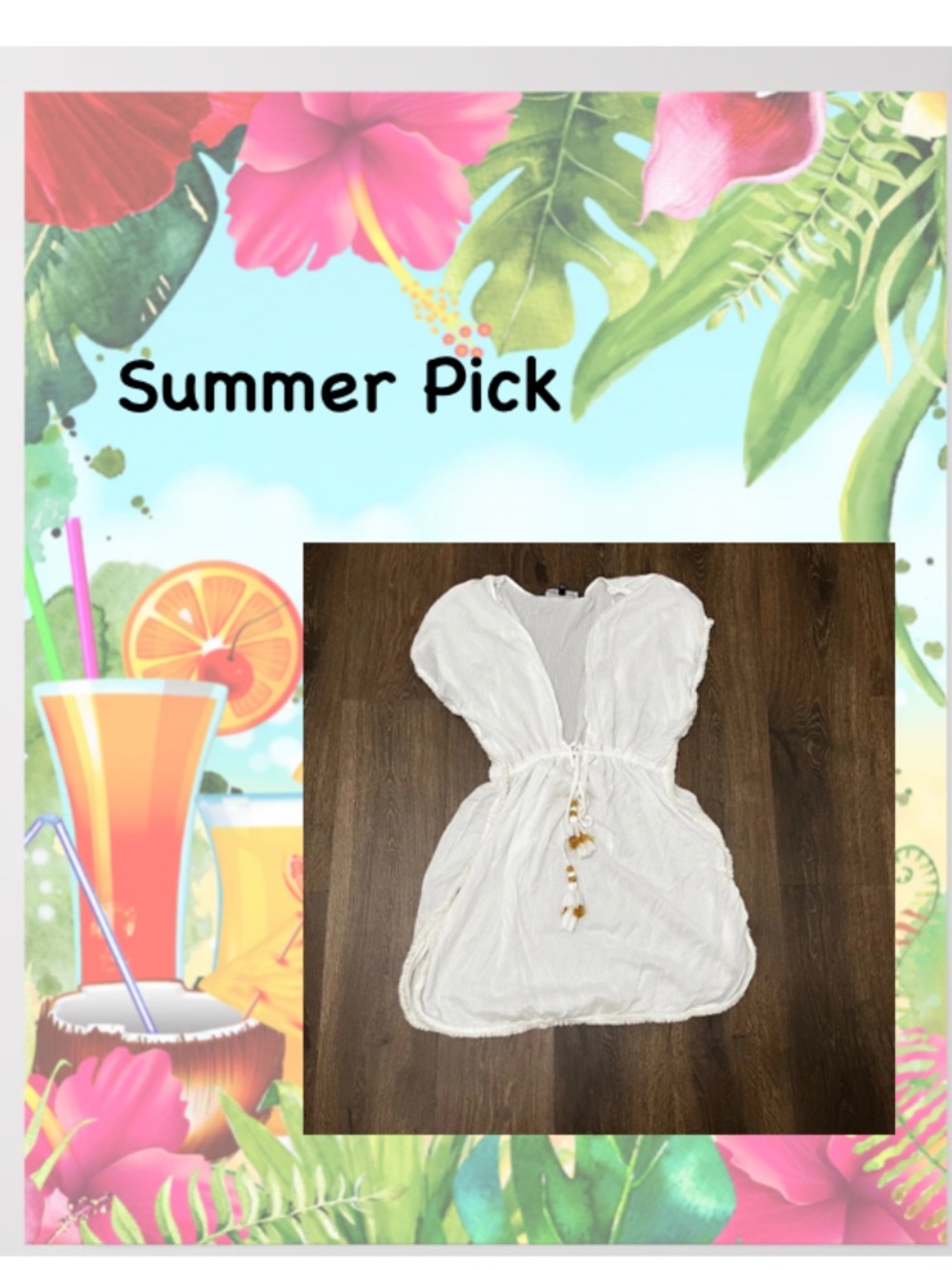 Club Z Collection Swim Coverup/White/Size Large